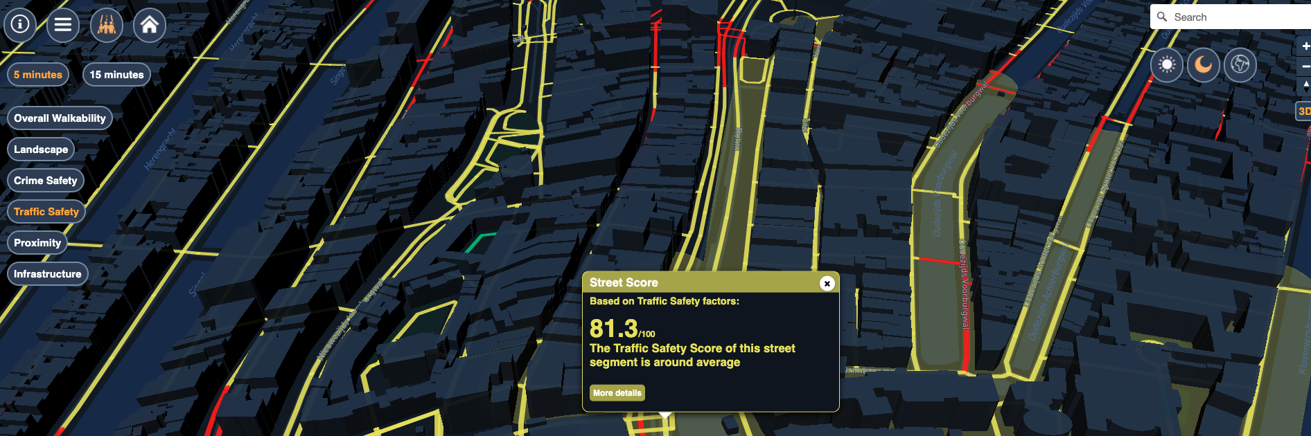 Preview of the CTstreets walkability map